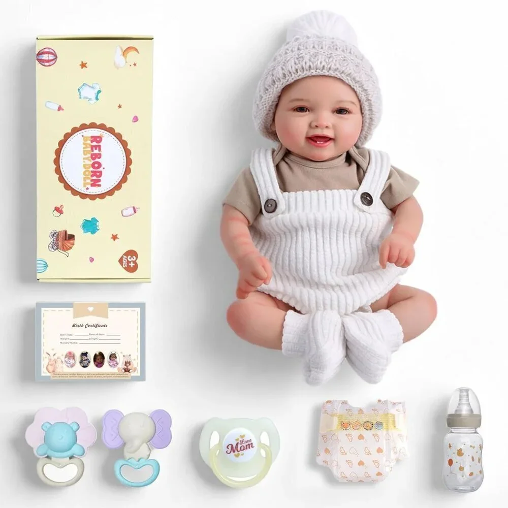 🆕17inch Soft Cloth Body Newborn Baby Dolls Poseable Limbs Sweet Smile Doll Girl